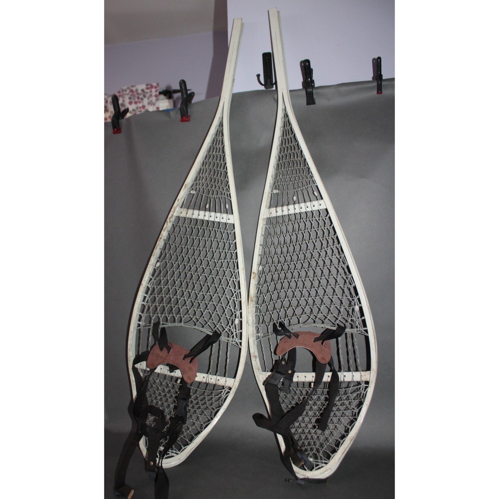 Vintage Original Military Issued Aluminum With Stainless Steel Cabling Snowshoes